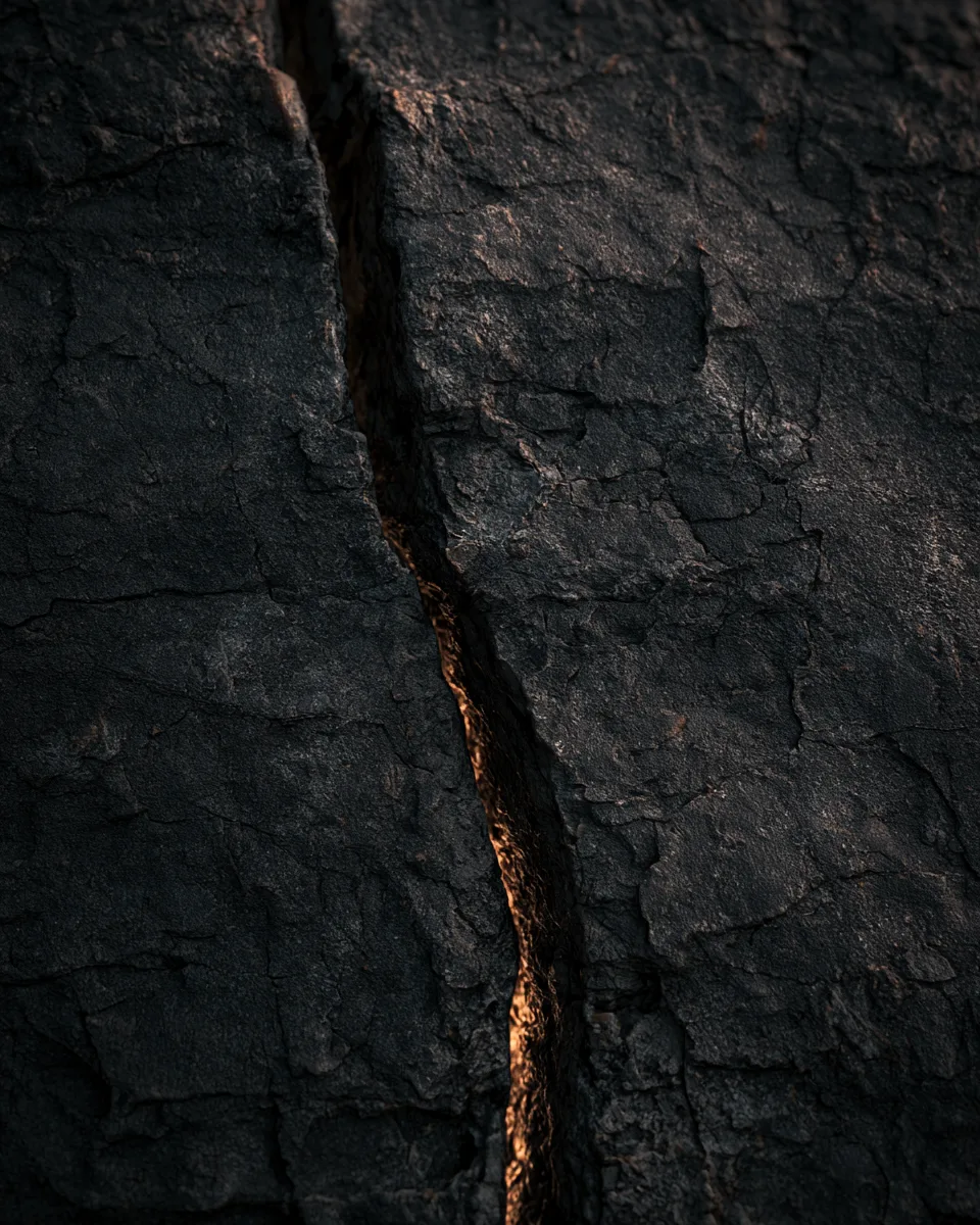Cracked stone with gold emerging through the fracture.