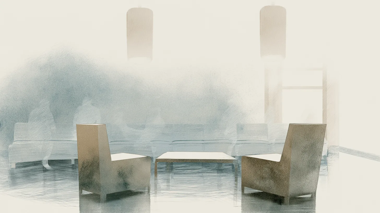 Several figures participating within a calm communal recovery setting centered around reflection and shared accountability.