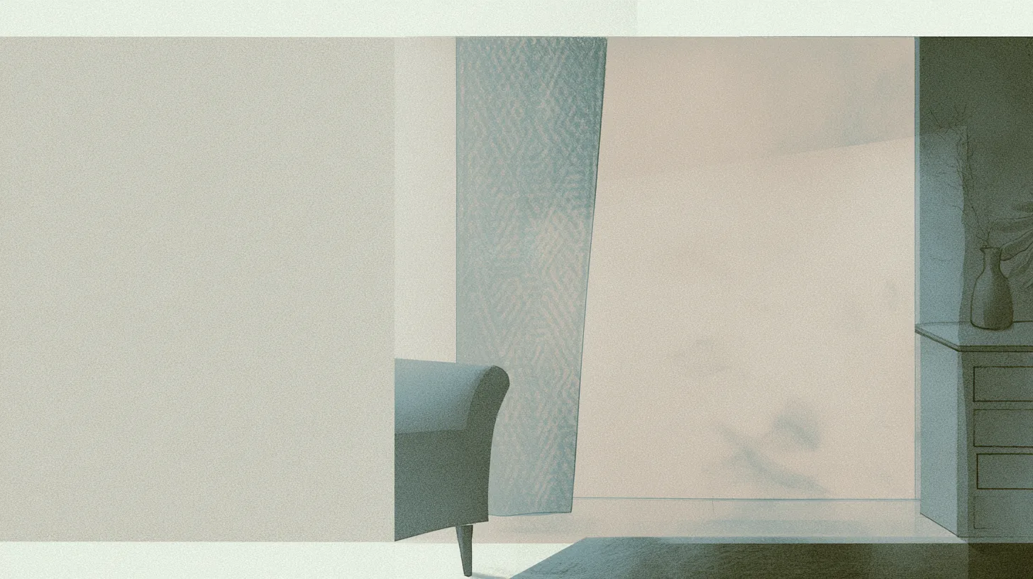 A quiet interior with softened traces of an earlier emotional atmosphere lingering within a stable present space, symbolizing honest memory, grounded perspective, and remembering the past without romanticizing it.