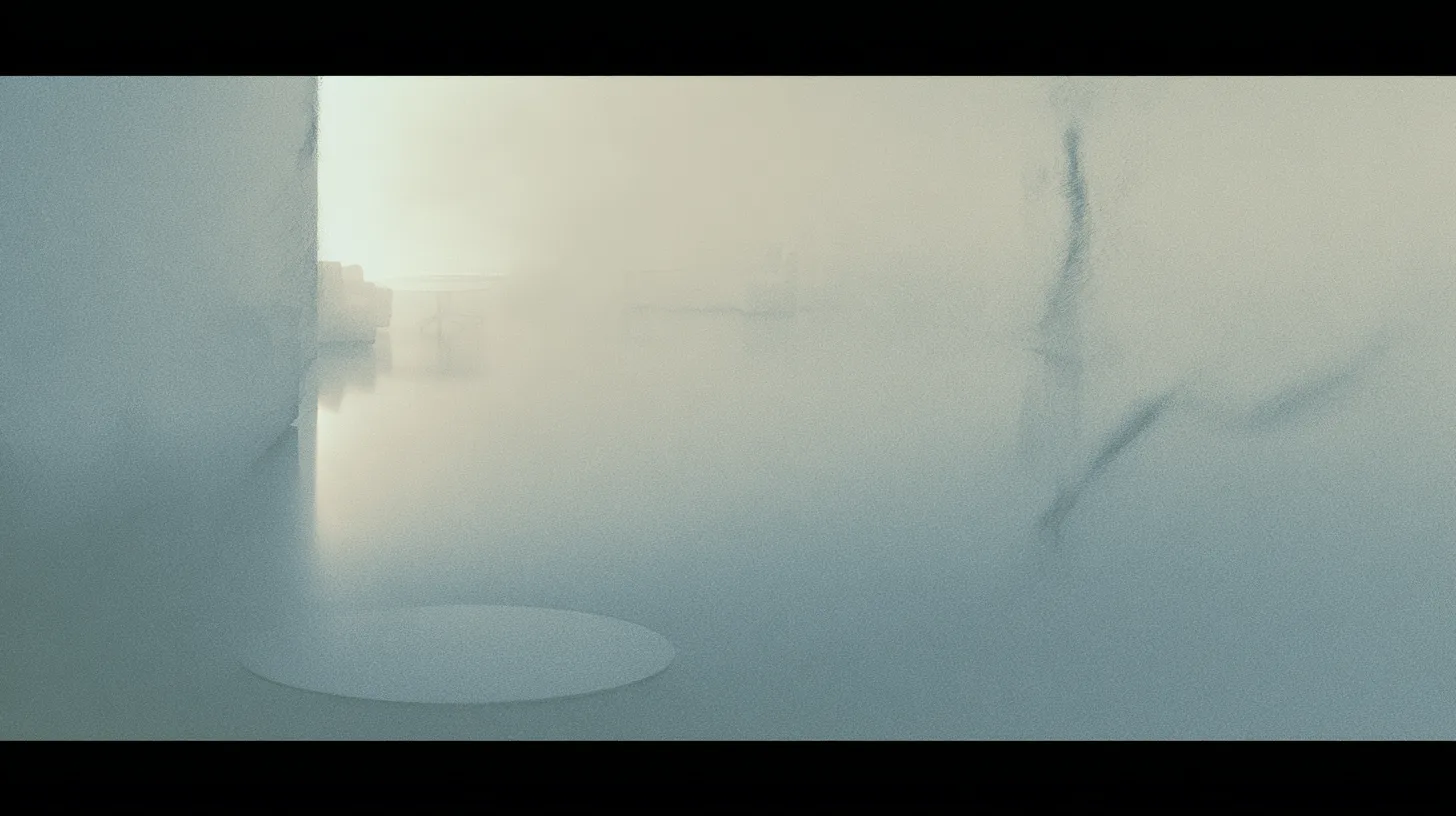 A blurred solitary figure drifting within a quiet communal recovery environment while remaining physically present.