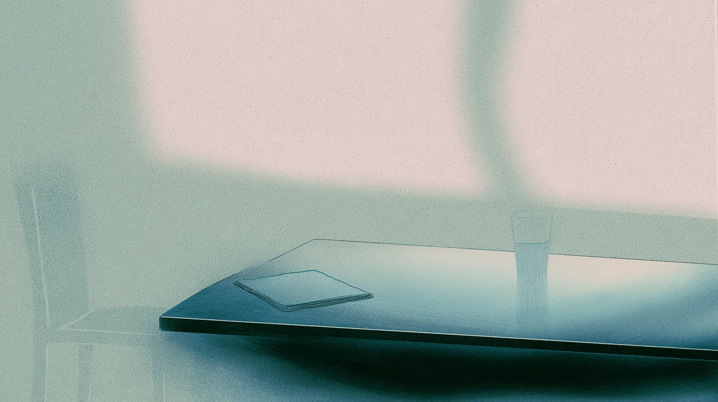 A calm ordinary interior where a few grounded essential objects remain visually stable while surrounding complexity softly recedes, symbolizing clarity through disciplined simplicity and focus on what truly matters.
