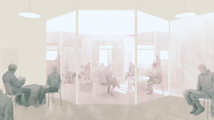 Quiet communal recovery interiors where individuals remain steadily engaged in reflection, participation, accountability, and sustained growth within a calm structured environment.