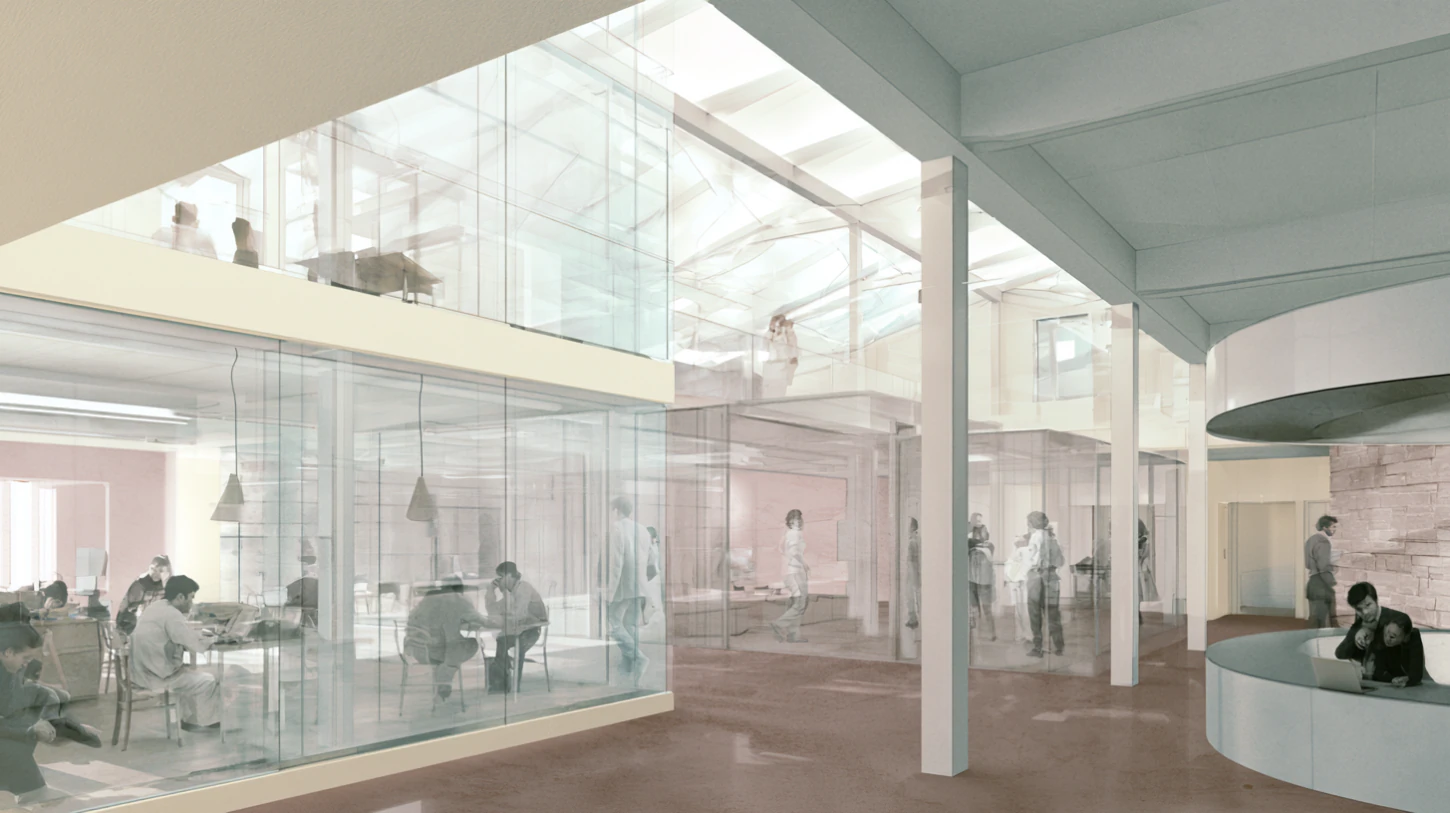 Restrained atmospheric recovery environment exploring gradual participation and emotional alignment through layered communal space.